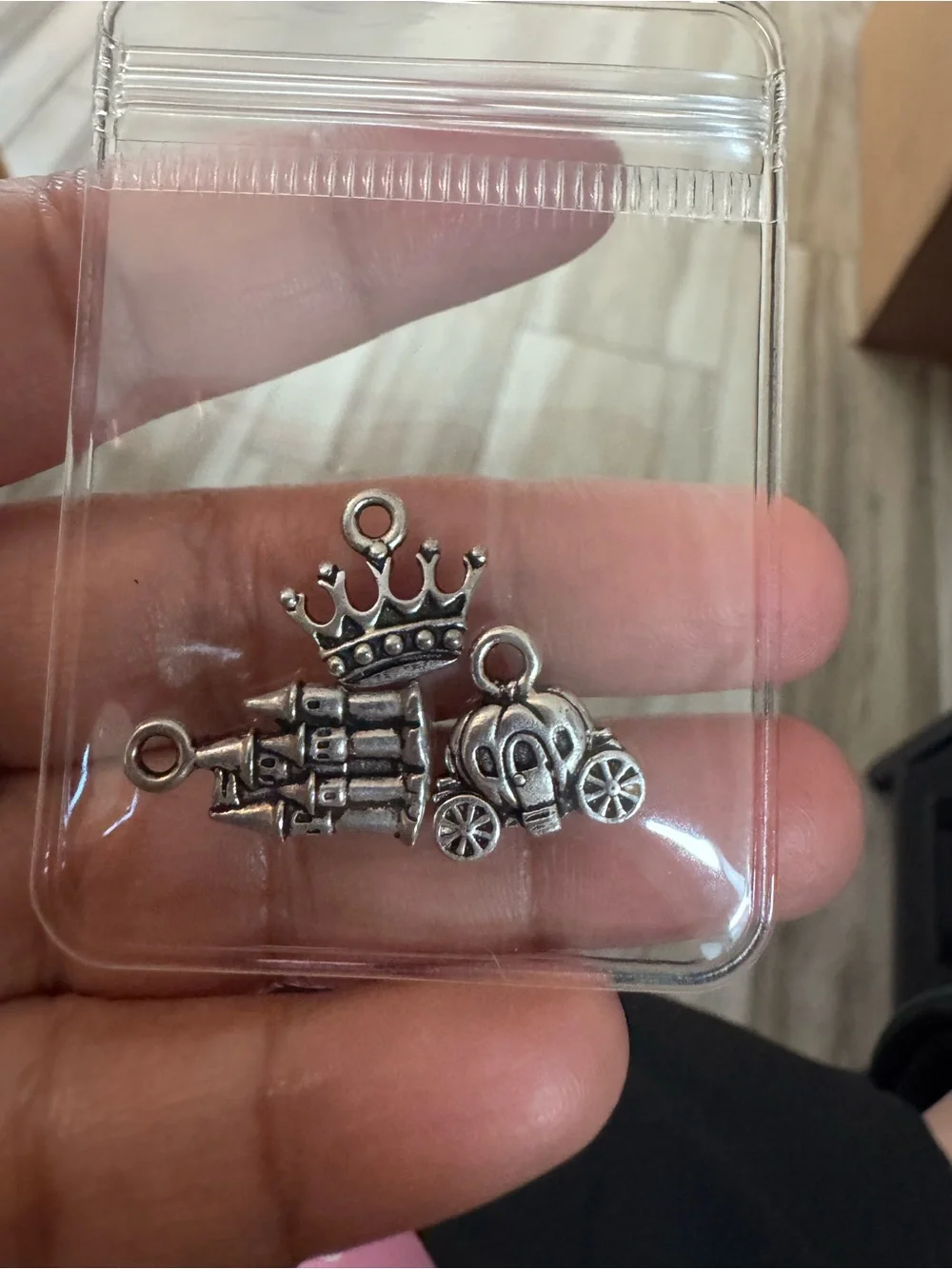 Silver Kids Fairy Tale Charm Set — Crown, Castle & Carriage